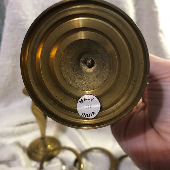 Vintage cracked glass and spiral brass candleholders made in India - Picture 7 of 12